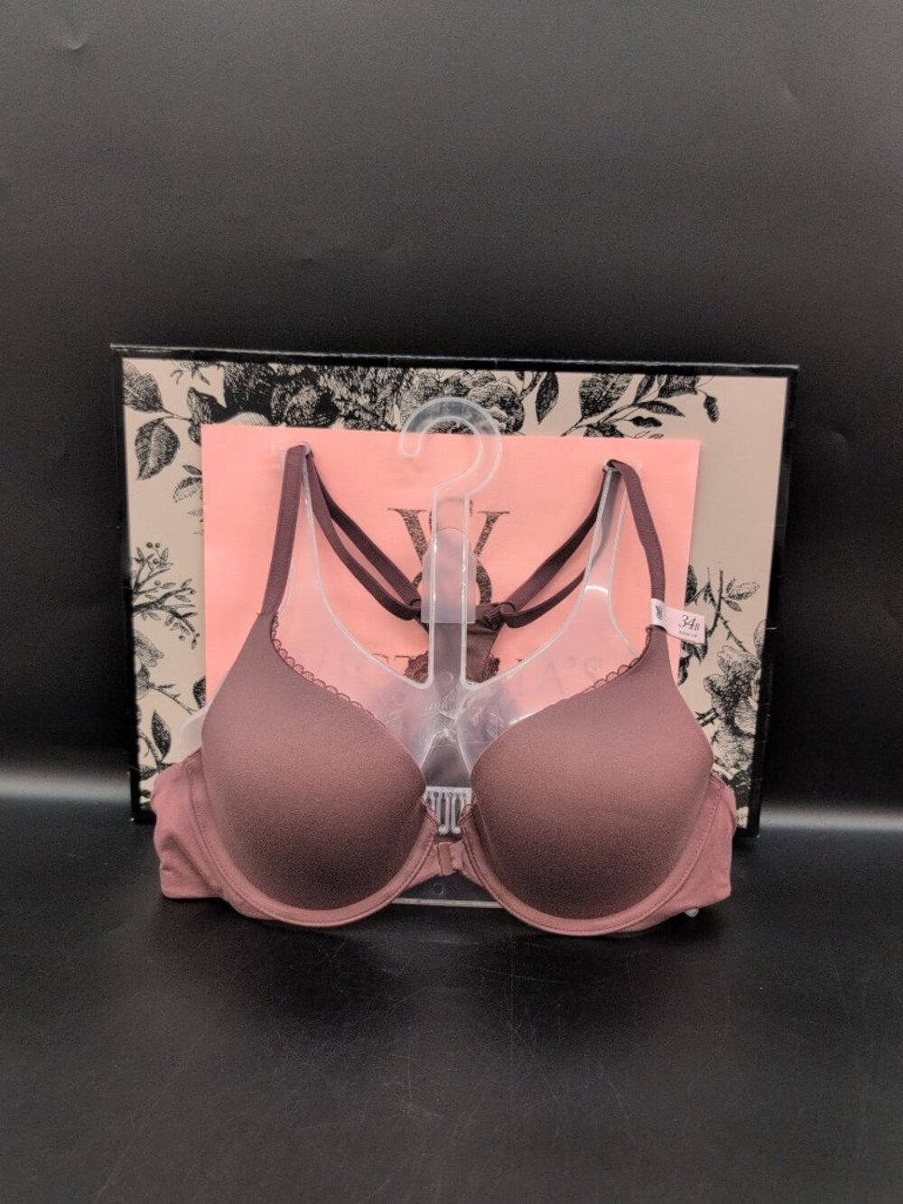 Victoria Secret Perfect Shape Lace Racerback Push Up Bra 34B Brown